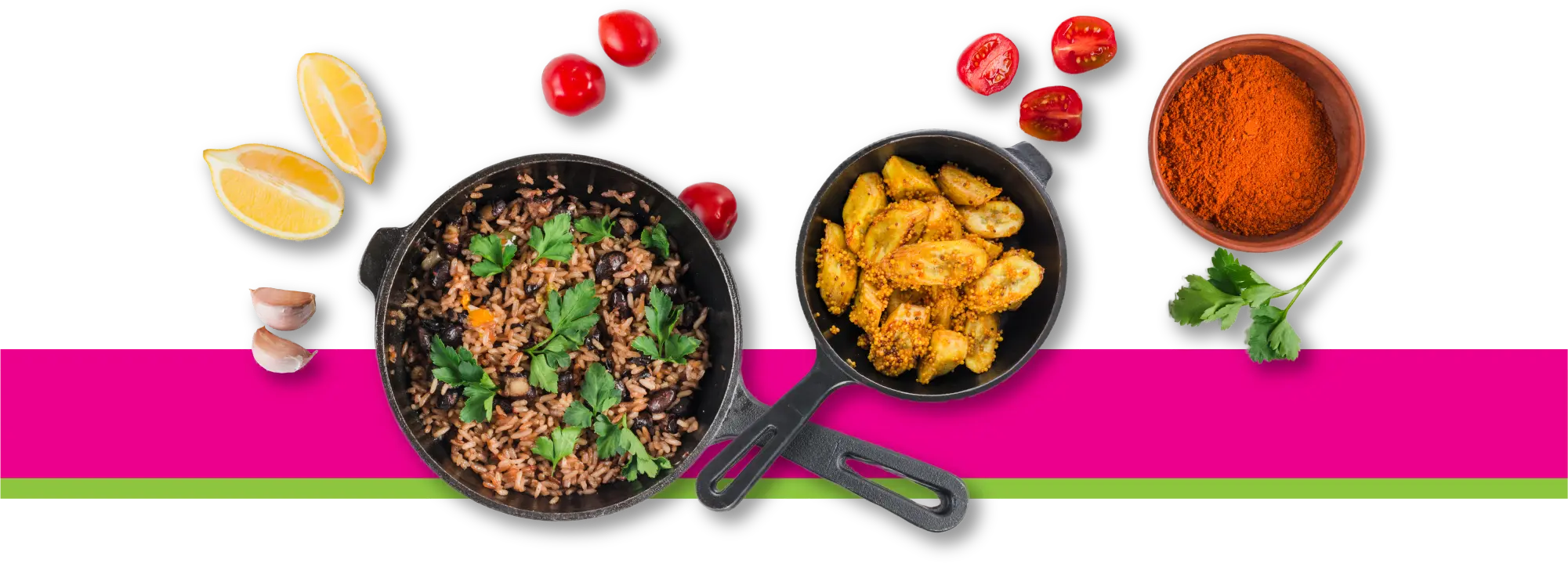 Thank You Page Bottom Featured Image With Black Nonstuck Fry Pan Displaying Delicious Dishes